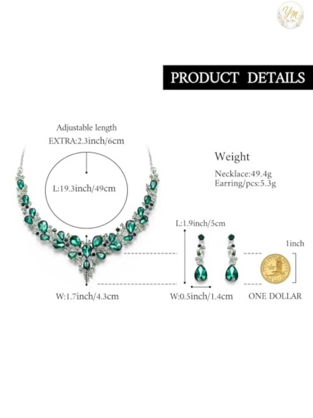 Austrian Crystal Teardrop Necklace Earring Set for Wedding Bride Bridesmaid Prom